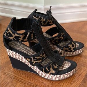 Black Wedge Sandals with High Heel and Strappy Design